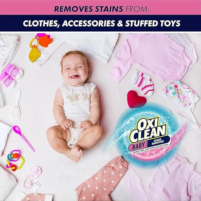 OxiClean Baby On-The-Go Stain Remover Pen, Instant Baby Clothes Stain Cleaner for Food Formula Spit-Up, Gentle Travel Size Laundry Stain Stick, Fragrance Free, 4 Pack, 22 mL Each