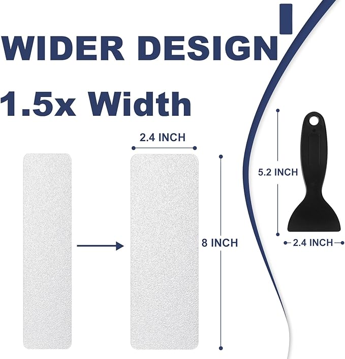 XXL Bathtub Non Slip Stickers with Strong Adhesive, Widen & Invisible Anti Slip Shower Strips with Scraper for Bath Tub, Shower Floor, Stairs,28 PCS