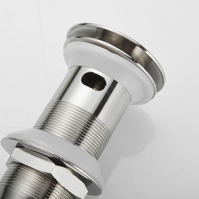 Bathroom Sink Drain with Overflow Vessel Vanity Pop Up Drain Assembly Stopper Lavatory Commercial Bath Brass Fits Bathroom Standard Sink Hole 1-1/2" to 1-3/4" Brushed Nickel, P05N
