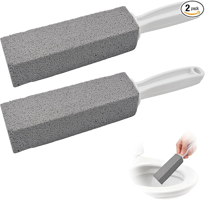 2Pack Pumice Stone Toilet Bowl Cleaner,Toilet Pumice Stone with Handle with Handle for Limescale, and Calcium Deposits Hard Water Stain Remover for Toilets, Tiles, Kitchen Sink and More