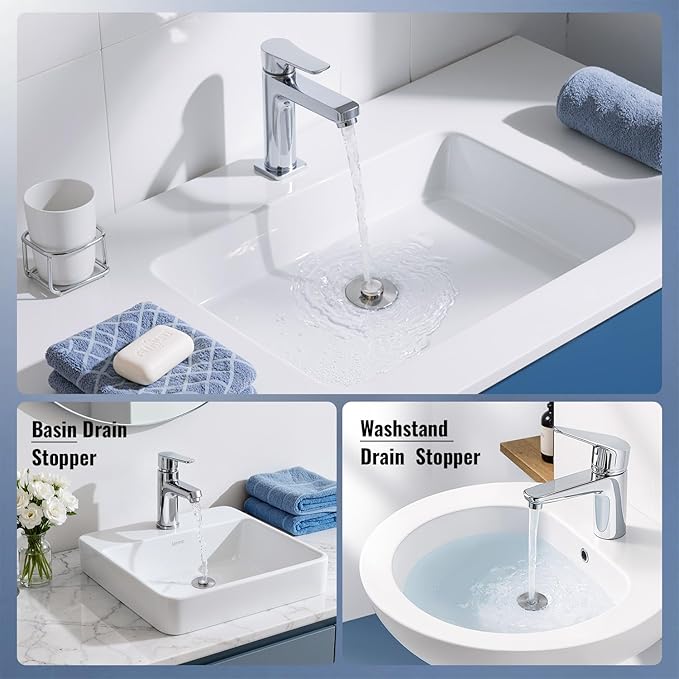 (2 Pc) Bathroom Sink Stopper-All Metal Sink Stopper-Universal Fit 99% Bathroom Sink Stopper with Removable Stainless Steel Hair Catcher-Bathroom Sink Drain Strainer for (1.1'' to 2.36'' inch) Drain