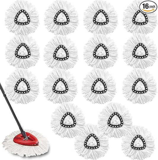 16Pack Spin Mop Replacement Heads,100% Microfiber Mop Head Replacement Compatible with Triangle Spin Mop, 360 Degree Spin Mop Refill for Easy House Cleaning Floor Mopping