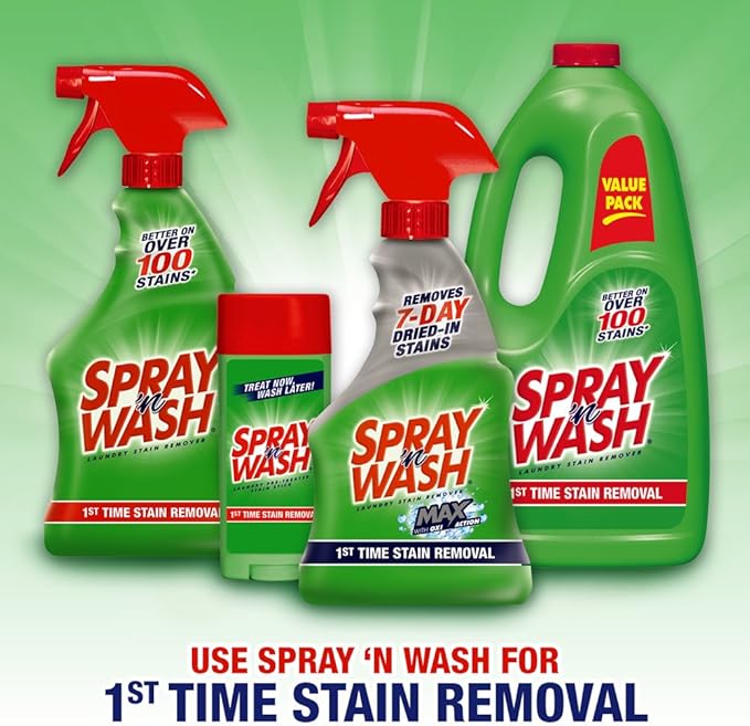 Spray N’ Wash Stain Remover Spray, Laundry Pre-Treat for Everyday Stains, 22oz (6-count)