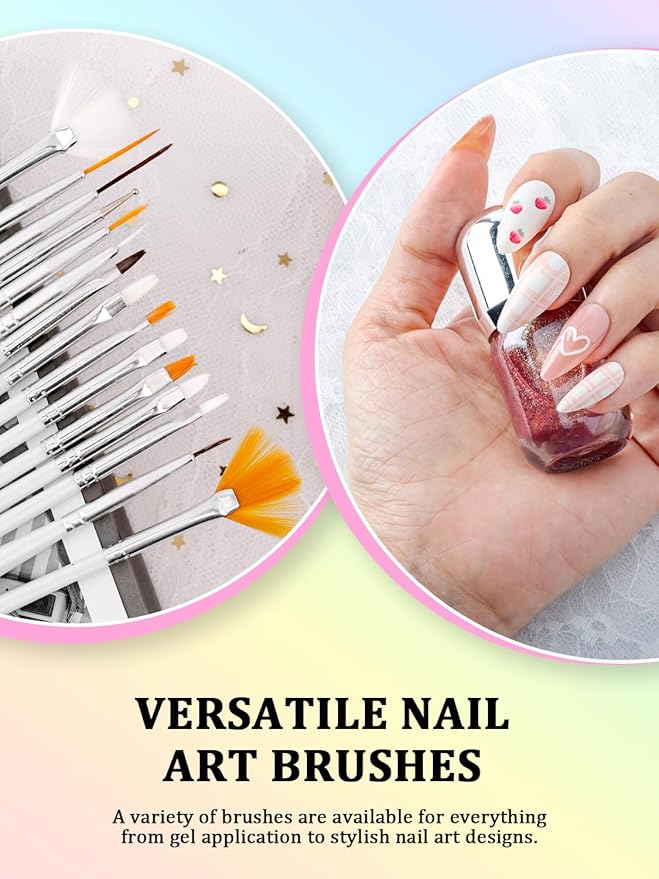 YOOVR Nail Art Tools Set, Nail Stand for Press on Holder for Painting Nails, Nail Art Brushes, Liner Brushes, Nail Dotting Tool, Must Haves Design Tools Supplies Kit for Nail Tech & Beginners (White)
