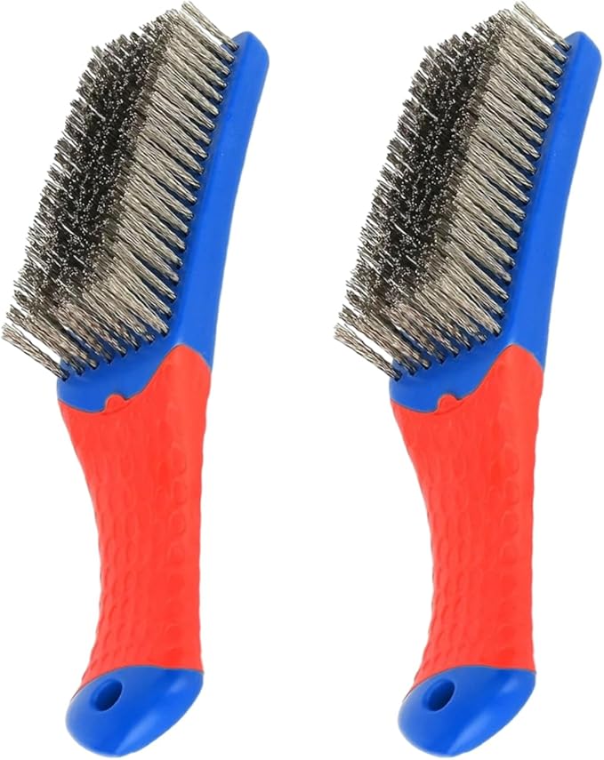 Ouliget Outdoor Grill Cleaning Wire Brush,BBQ Cleaner Accessories Stainless Steel Brush,Small Scratch Brush for Rust Removal, Paint Scrubbing, Cleaning Kitchen Supplies,2 Pieces