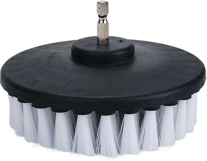 5 Piece 4 inch Drill Brush Soft Bristle White Quick Change Shaft Soft Bristle Power Scrubber Brush Set for Cleaning Car, Boat, Seat, Carpet, Upholstery and Shower Door