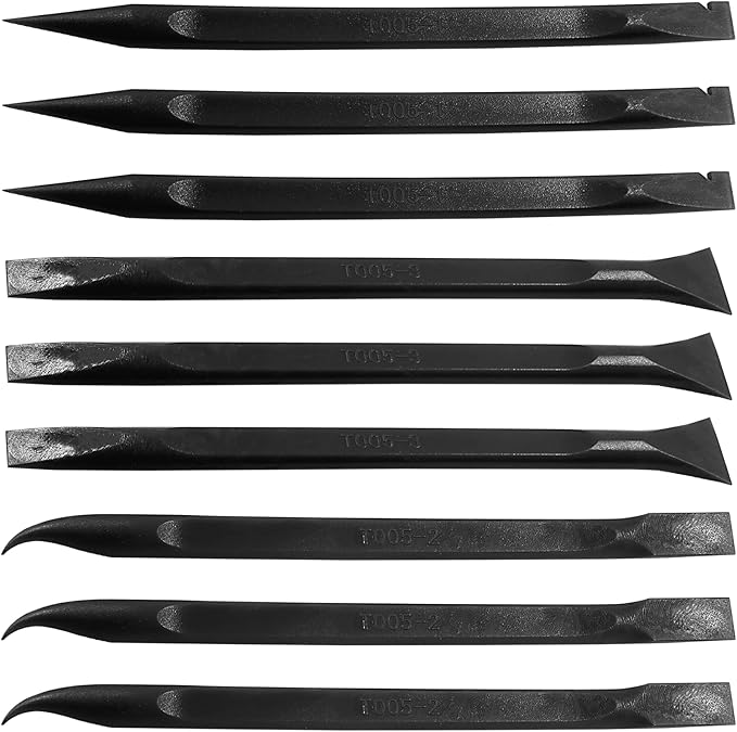 9Pcs Carbon Fiber Scraper Cleaning Tool Non-Scratch Plastic Multi-Purpose Stiff Scraper Pen-Shaped Scraper Tool for Paint, Stickers Label, Food, Tight Spaces, Crevices, Kitchen (Black)