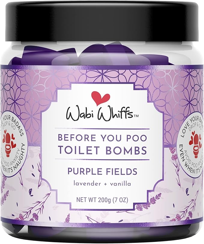 Wabi Whiffs Fizzing Toilet Bombs – Purple Fields | Natural Bathroom Deodorizer | Odor Eliminator Tablets For Freshness & Cleanliness | Eco-Friendly Septic Safe Tablets | 60 Count |