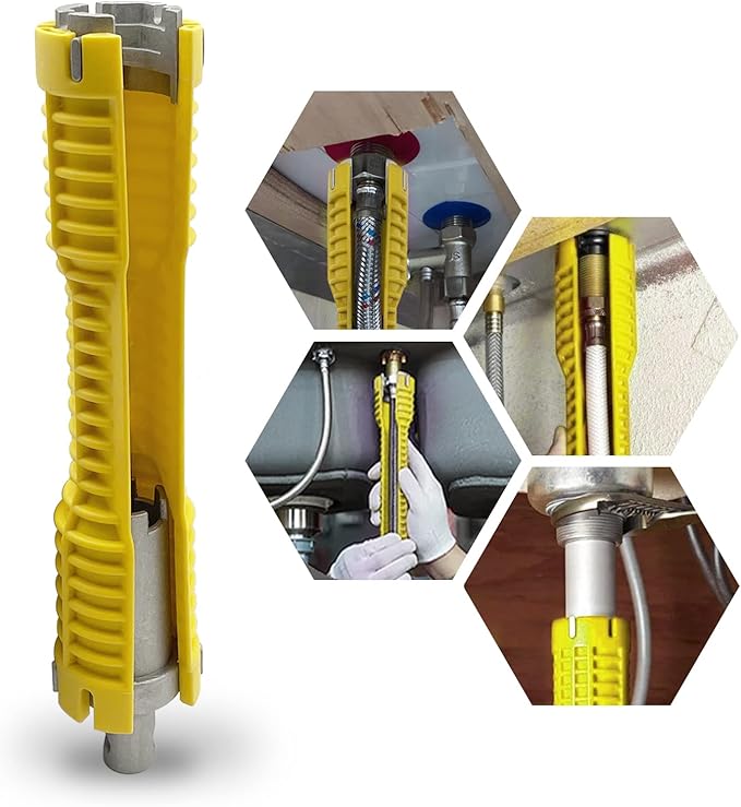 Basin Wrench, Faucet and Sink Installer Tool Multifunctional Plumbing Tool Pipe Extractor for Sink Bathroom Kitchen Toilet Plumbing