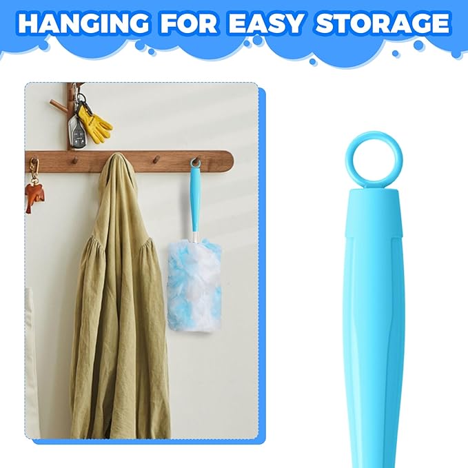 10PCS Duster Refills Folding Handles Set Compatible with Swiffer Dusters,Disposable Static Dust Removal Brush Handle for Dusting Electronics,Furniture,Blinds,Ceiling Fans (10, Blue)