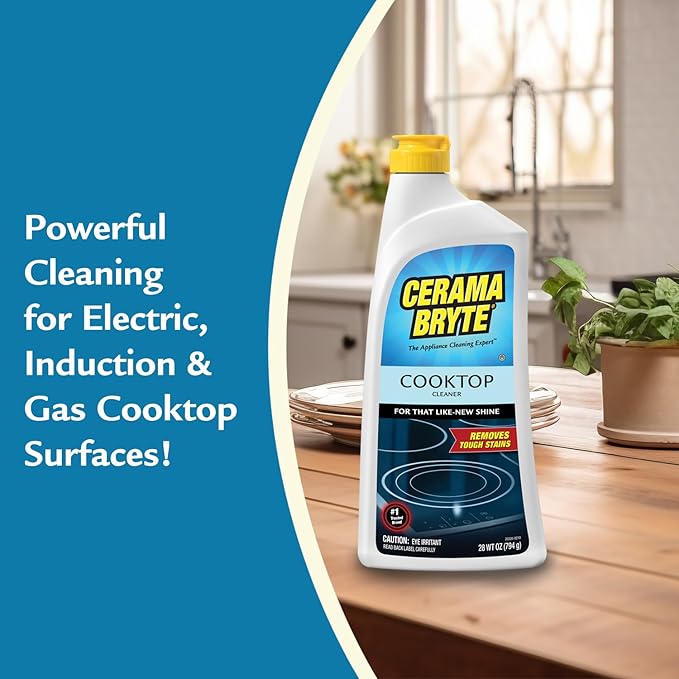 Cerama Bryte Cooktop and Stove Top Cleaner for Glass-Ceramic Surfaces, 2-28 oz