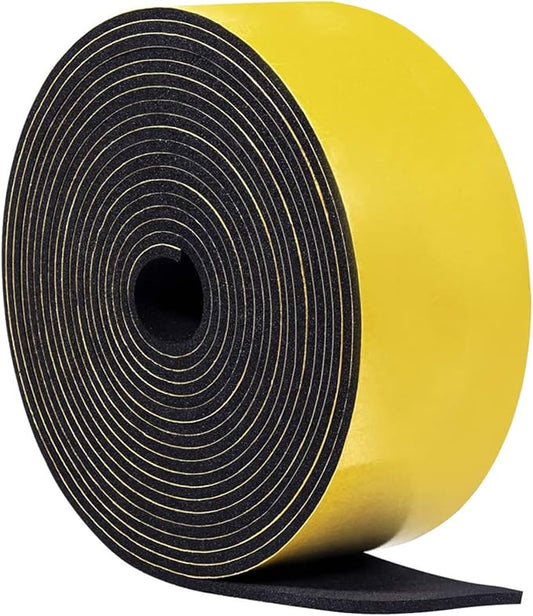TORRAMI Weather Strip 2 inch W X 1/8 inch T, High Density Adhesive Foam Seal Tape Soundproofing Insulation Gasket for Door and Windows (16.5 Ft Length)