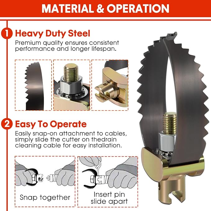52817 T-231 2-1/2" Heavy Duty C Cutter Cable Coupling Drain Cleaning Tool Fits for C-4 C-6 C-7 C-8 C-9 Ridgid Sectional Cables, Compatible with K-40 K-45 K-50 K-3800 Drain Cleaning Machines