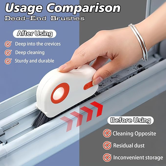 2pcs 2 in 1 Groove Cleaning Brush, Easy to Store Window Track Cleaning Tools, Multifunction Window Track Cleaner, Track Cleaning Tools Suitable for Sliding Door Tracks, Shutter Door Window Track