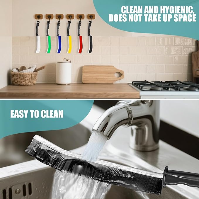 6Pcs Crevice Cleaning Brushes for Household Use, Grout Cleaner Brush, Hard Bristle Groove, Gap Cleaning Tool, Suitable for Hard-to-Reach Regional Spaces（Thick）