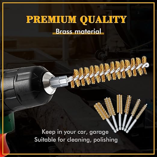 12 Pieces Bore Brush for Drill Wire Bore Brush Set Wire Cleaning Set Stainless Steel Cleaning for Power Drill Impact Driver (Brass)