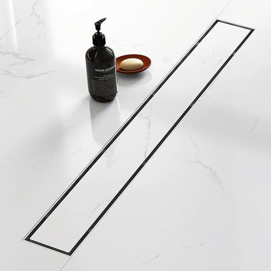 Sharpeye 28 Inch Linear Shower Drain with Tile Insert Grate, Brushed Nickel 304 Stainless Steel Rectangle Shower Floor Drain for Bathroom, CUPC Certified, with Hair Strainer, Leveling Feet