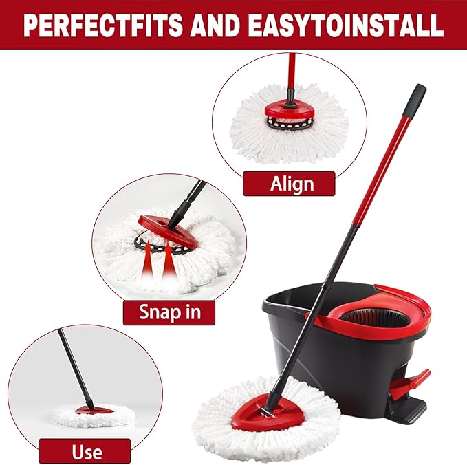 10 Pack Spin Mop Replacement Heads, Mop Replace Head Easywring 1-Tank System, Mop Head Replacement for Hardwood Floor Cleaning, Machine Washable and Easy to Replace