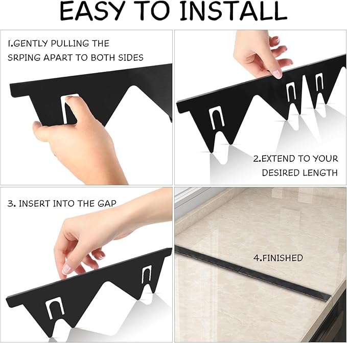 Stainless Steel Stove Gap Covers (2PCS), Stove Gap Filler for Kitchen Oven Counter Side Gap, Range Trim Kit, Easy Clean and Heat Resistant, Adjustable Length 13.8" to 27.5" 1