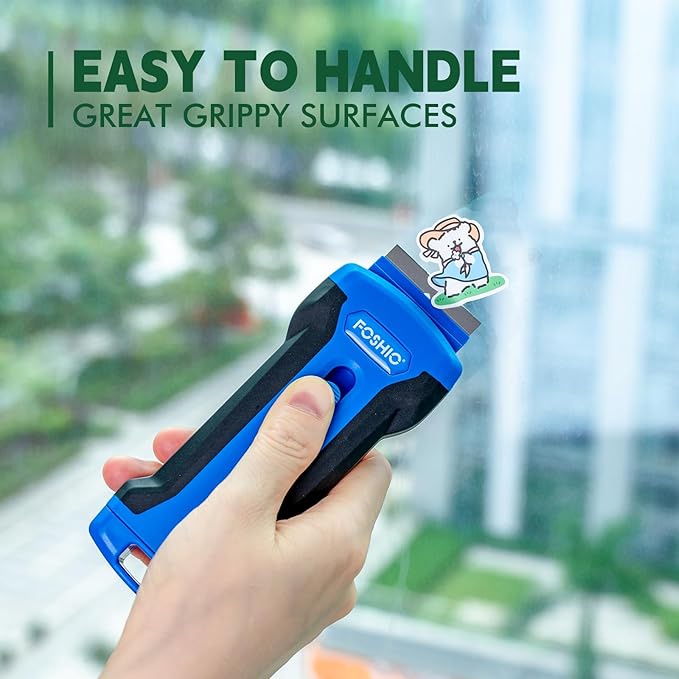 FOSHIO Razor Blade Scraper Tool with 20pcs Extra Stainless Steel Blades, Plastic Scraper for Glass Top Stove, Oven Door, Cooktop, Window, Glass Shower Doors, Remove Food Residue, Paint, Sticker