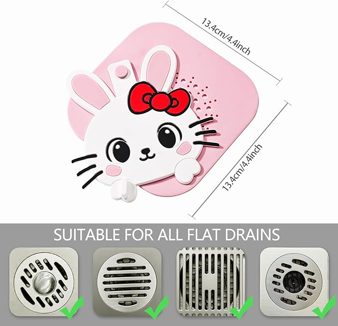 2-in-1 Silicone Shower Drain Hair Catcher & Bathtub Drain Cover, Hair Stopper for Bathroom, Tub, Sink, Kitchen, Laundry - Prevents Clogs and Unpleasant Smells (2, Pink)