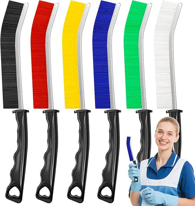 6Pcs Crevice Cleaning Brushes for Household Use, Grout Cleaner Brush, Hard Bristle Groove, Gap Cleaning Tool, Suitable for Hard-to-Reach Regional Spaces（Thick）