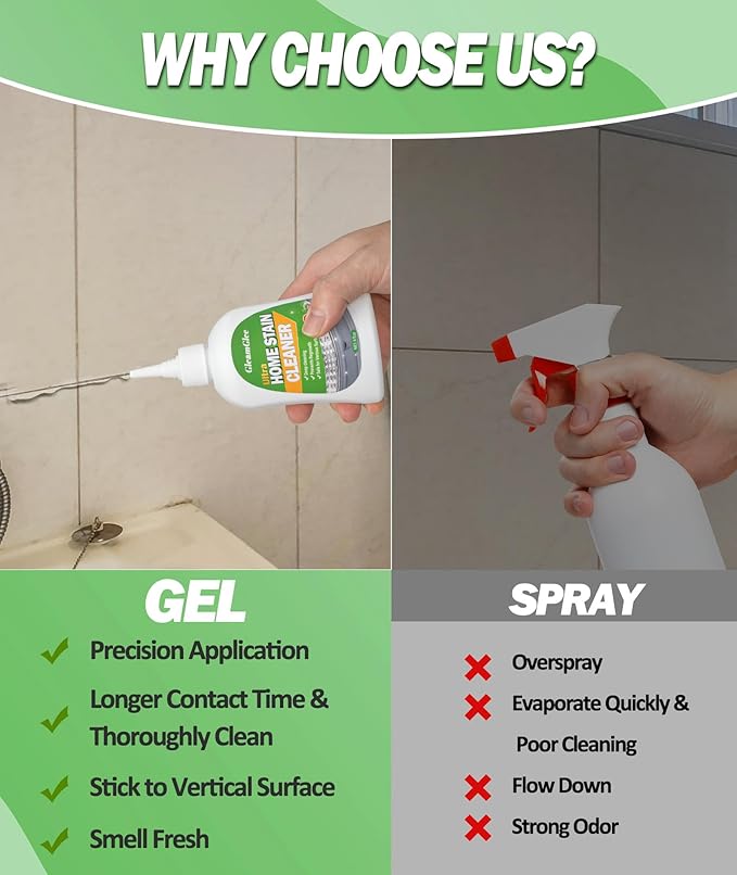 Home Remover Gel, 8 Fl.Oz Powerful Washing Machine Gasket Cleaner, Heavy Duty Stain Cleaner for Front Loader Washing Machine Seal, Bathroom Shower, Grout, Bathtub, Tile & Silicone Surfaces