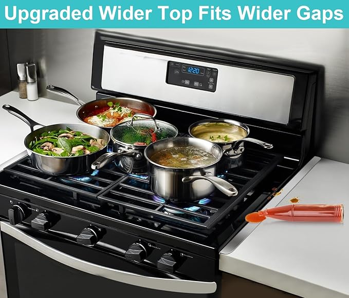 Stove Gap Covers - Stainless Steel, Kitchen Stove Counter Gap Cover Oven Gap Cover, Heat Resistant & Easy to Clean Stove Gap Filler, Upgraded Wider Top Suitable for Wider Stove & Counter Gaps (23.5")