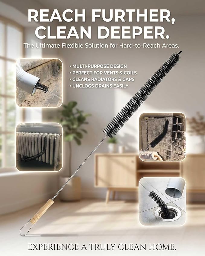 Dryer Vent Cleaning Brush Lint Cleaner Remover, Bendable Dust Pet Hair Gap Home Cleaning Tools 2Pcs (28.5 Inches)