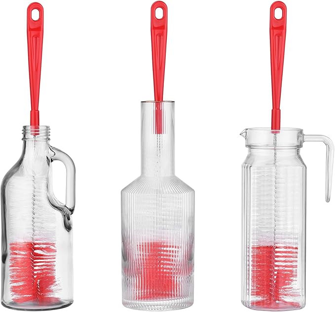 ALINK 16 inch Extra Long Red Bottle Cleaning Brush Cleaner for Washing Narrow Neck Beer/Wine/Thermos/Sport Well, Brewing Bottles, Hummingbird Feeder