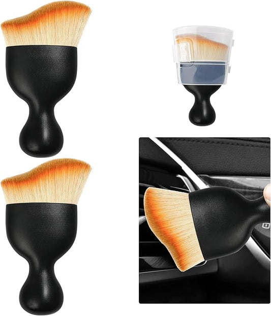 Ziciner 2 PCS Car Detailing Brush, Curved Soft Bristles Auto Removal Dust Collectors, Universal Vehicle Dashboard, Air Conditioner Vents etc Interior Cleaning Tool Accessories (Yellow)