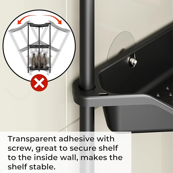 ODesign 3 Tier Corner Shower Caddy Standing Floor Standing Corner Shower Caddy Organizer Shower Table Plastic Metal Splicing Shelf Storage Rack for Bathroom Black - Rustproof