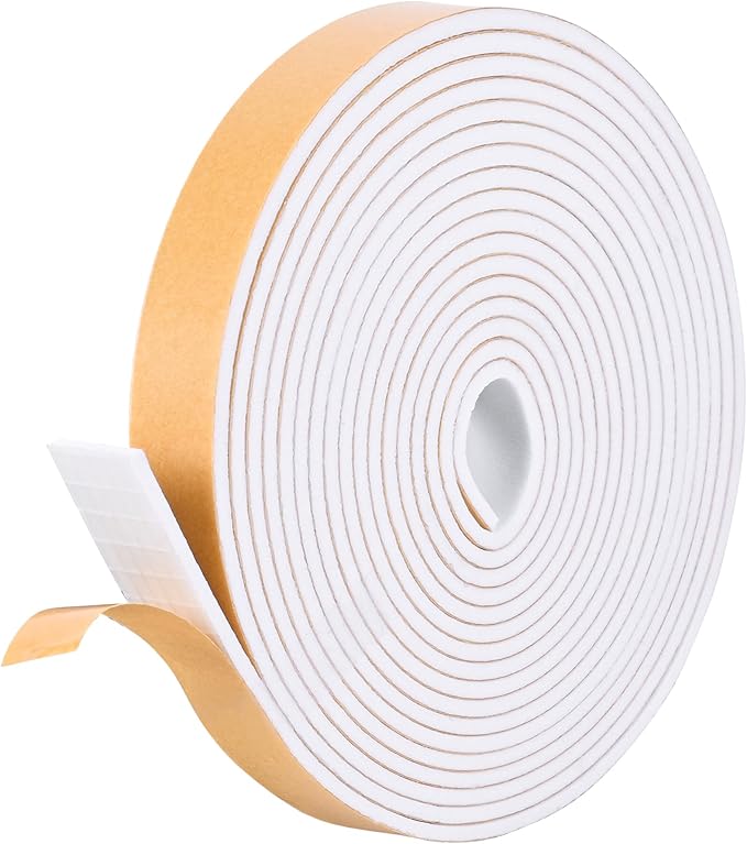 Kikerike Self Adhesive Foam Tape Weatherstrip 2in x 1/2in x 6.5Ft High Density Foam Insulation Strips Seal Weather Stripping with Strong Adhesive for Door and Window Sound Isolation Soundproofing