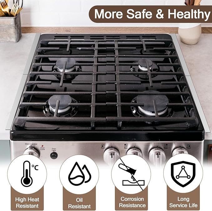 Stove Gap Covers Stainless Steel, 2Pack Retractable Length 13.8" to 27.5" Width 0.79", Heat-Resistant Stove Gap Filler & Range Trim Kit for Gaps Between Stove Top & Counter-Silver