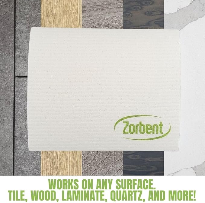 Zorbent Super Absorbent Towels 10 Pack, Natural, Reusable Paper Towel Alternative, Lint Free Cleaning Cloth for Kitchen, Gym, Shoes, Travel, & Camping, Multipurpose Damp Duster, Spill & Mess Cleaner