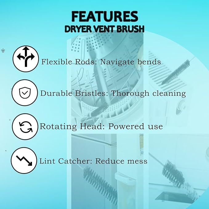 2-Pack Dryer Vent Cleaner Kit - Long Flexible Dryer Lint Brush & Refrigerator Coil Cleaner - Multi-Use Radiator Brush & Lint Trap Cleaning Tool for Fire Prevention
