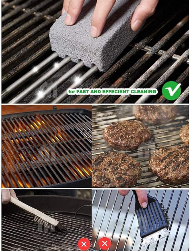 Magic Blackstone Griddle Scraper，4 Pack Gray Stone Cleaning Block Clean Brick for Grill, Removing Stains BBQ，Pool, Racks, Baking Steel, Oven, Flat Top Cookers, Utensils, Exfoliation Dead Skin, Toilet