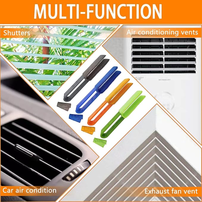 4 Pack Blinds Duster - Window Blinds Cleaner with 4 Microfiber Sleeves, Cleaning Tools for Air Conditioner Vents, Fans, Car Vents