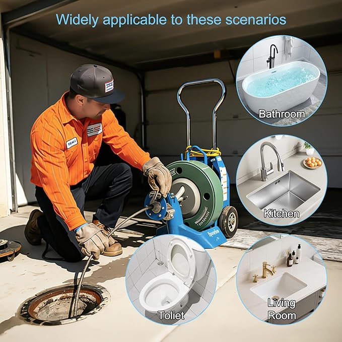 10Pcs Drain Snake Drill Attachment, Includes 4 Cutters and 5 Spirals, Drain Auger Cutter Kit, Compatible with K-400,C-4,C-6,C-7,C-8,and C-9 Models