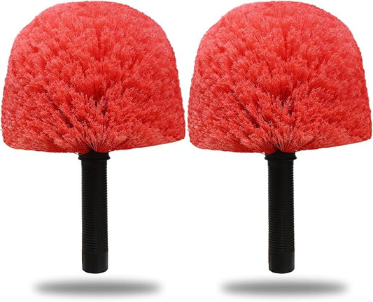 2 Pack Twist-On Cobweb Duster Head Brush - Indoor & Outdoor Spider Web Cleaning Solution - Fits Standard Acme Threaded Poles - Durable & Versatile Spider Web Corner Cleaner Head Only - Red