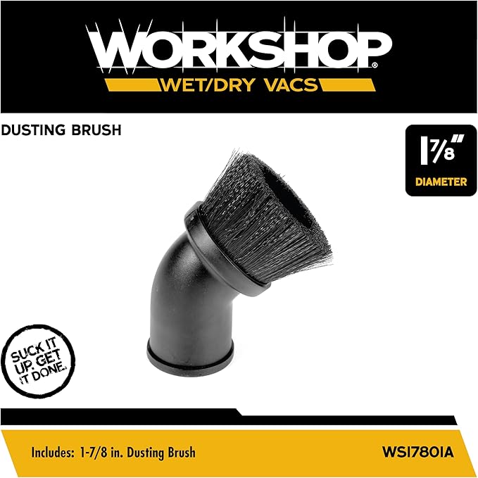 WORKSHOP Wet/Dry Vacs Shop Vacuum Accessories WS17801A Dusting Brush Attachment for Wet Dry Vacuum Cleaners, Fits 1-7/8-inch Extension Wands and Hoses