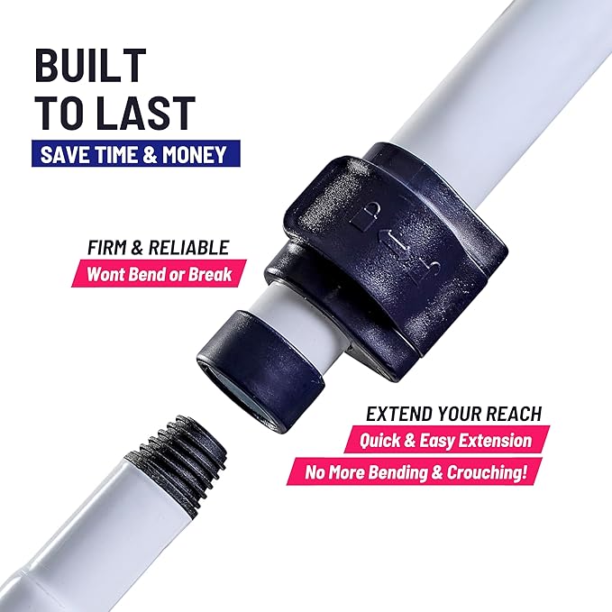 Shower Scrubber 3 in 1 Extendable Long Handle 58" Cleaning Brush - Non Scratch Shower Brush for Cleaning Bathroom Kitchen Toilet Wall Tub Tile Sink (Red)