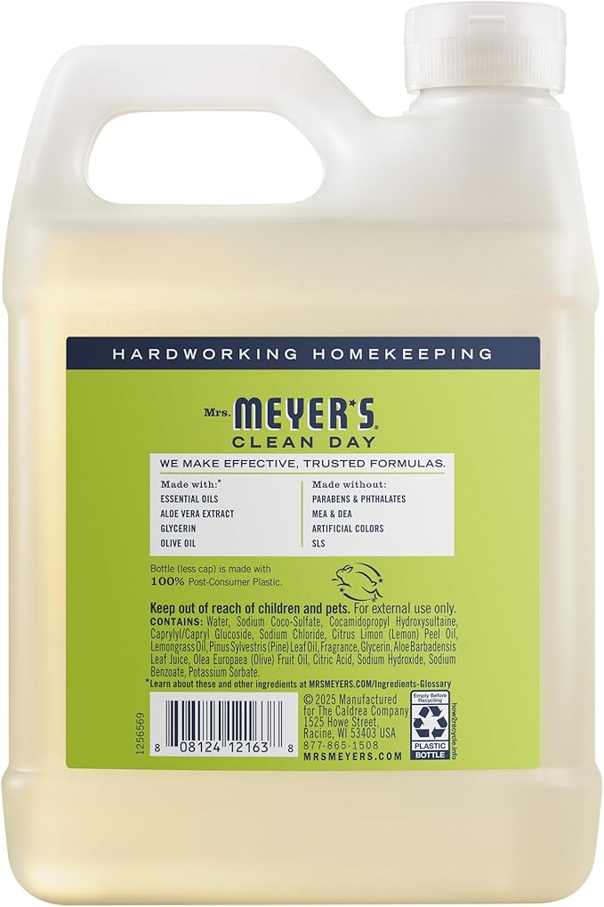 MRS. MEYER'S CLEAN DAY Hand Soap Refill, Lemon Verbena Scent, 33 Fl Oz Bottle