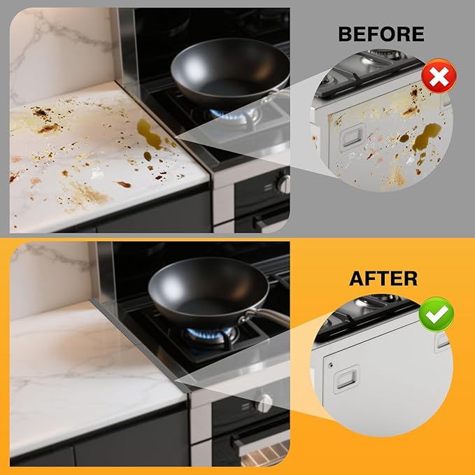 Stove Gap Covers Stainless Steel, 2 Pack Stove Gap Filler Oven Gap Filler, Adjustable Length 13.8" to 27.5", Heat Resistant & Easy Clean, Stove Counter Gap Cover for Kitchen Countertops Oven, Black