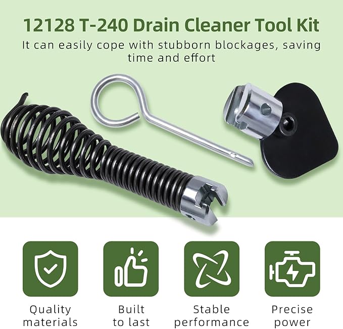 12128 T-240 Drain Cleaner Tool Set 12128 T-240 3-Piece Tool Set Fits for K-400 Drain Cleaning Drum Machine