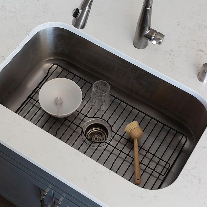 Better Houseware Sink Protectors for Kitchen Sink, Protective Metal Grid, 24.125x12.75x1 inches, Black Kitchen Sink Mat to Shield Sink Base from Scratches, Rust-Resistant Coating, XL