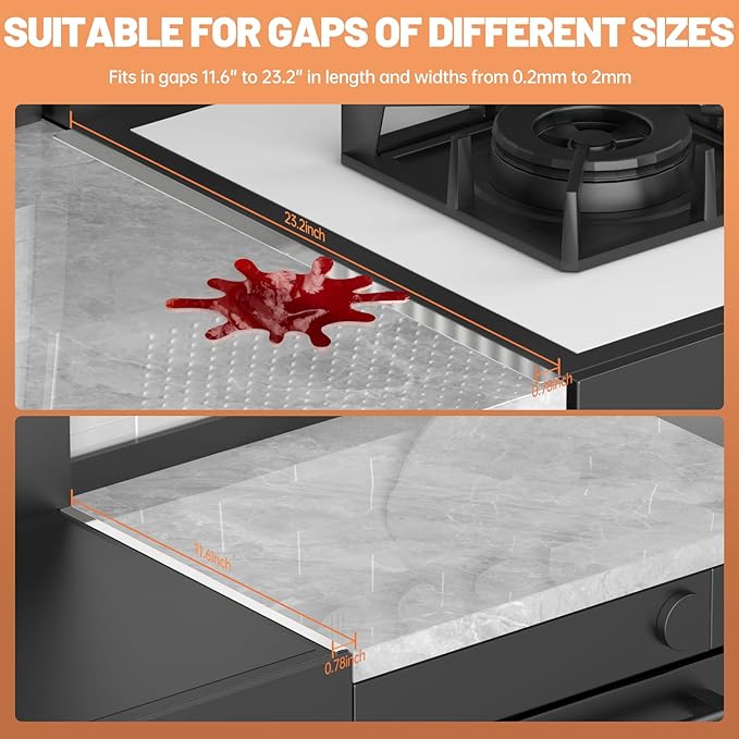 Stove Gap Covers 316 Stainless Steel,Stove Gap Filler,Heat-Resistant Oven Side Gap Filler,Between Stove and Counter Slide In Range Trim Kit for Kitchen,4 Pack (11.6” Silver)