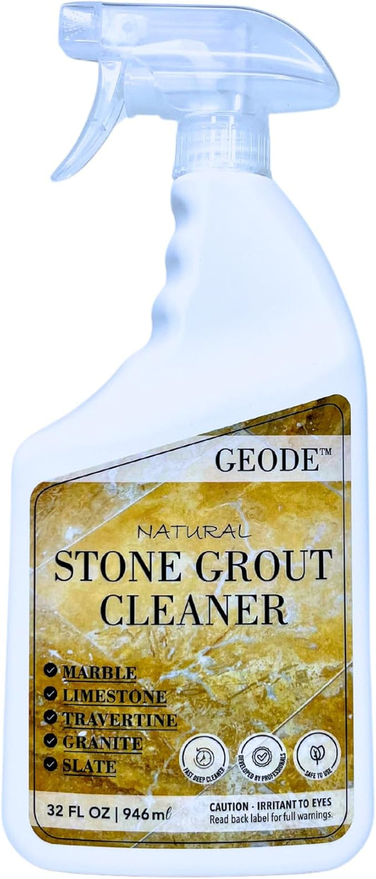 GEODE Natural Stone Grout Cleaner for tile floors - non-damaging, deep cleaner safe for Marble, Limestone, Travertine, Ceramic - Industrial Strength Tile, Stain Remover, Powerful Formula (32 oz.)