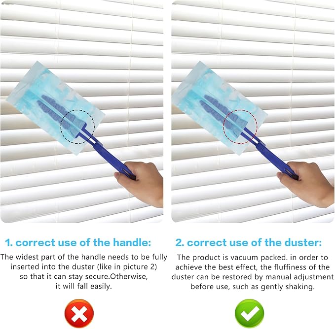 20 Pcs for Swiffer Duster Refills for Swiffer Dusters, Heavy Duty Duster for Duster Kit with Handle, Microfiber Refills for Cleaning Blinds Furniture Car Ceiling Fan Cleaner