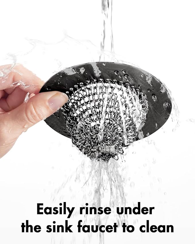 Black Kitchen Sink Strainer, Flippable Mesh Sink Drain Strainer, 304 Stainless Steel Sink Screen, Easy Clean Large Basket Strainer, Garbage Disposal Cover Fit for Standard Kitchen Drain